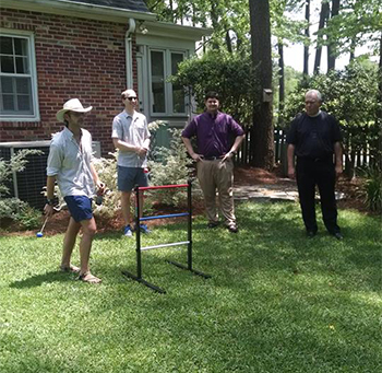 Young church member playing outside