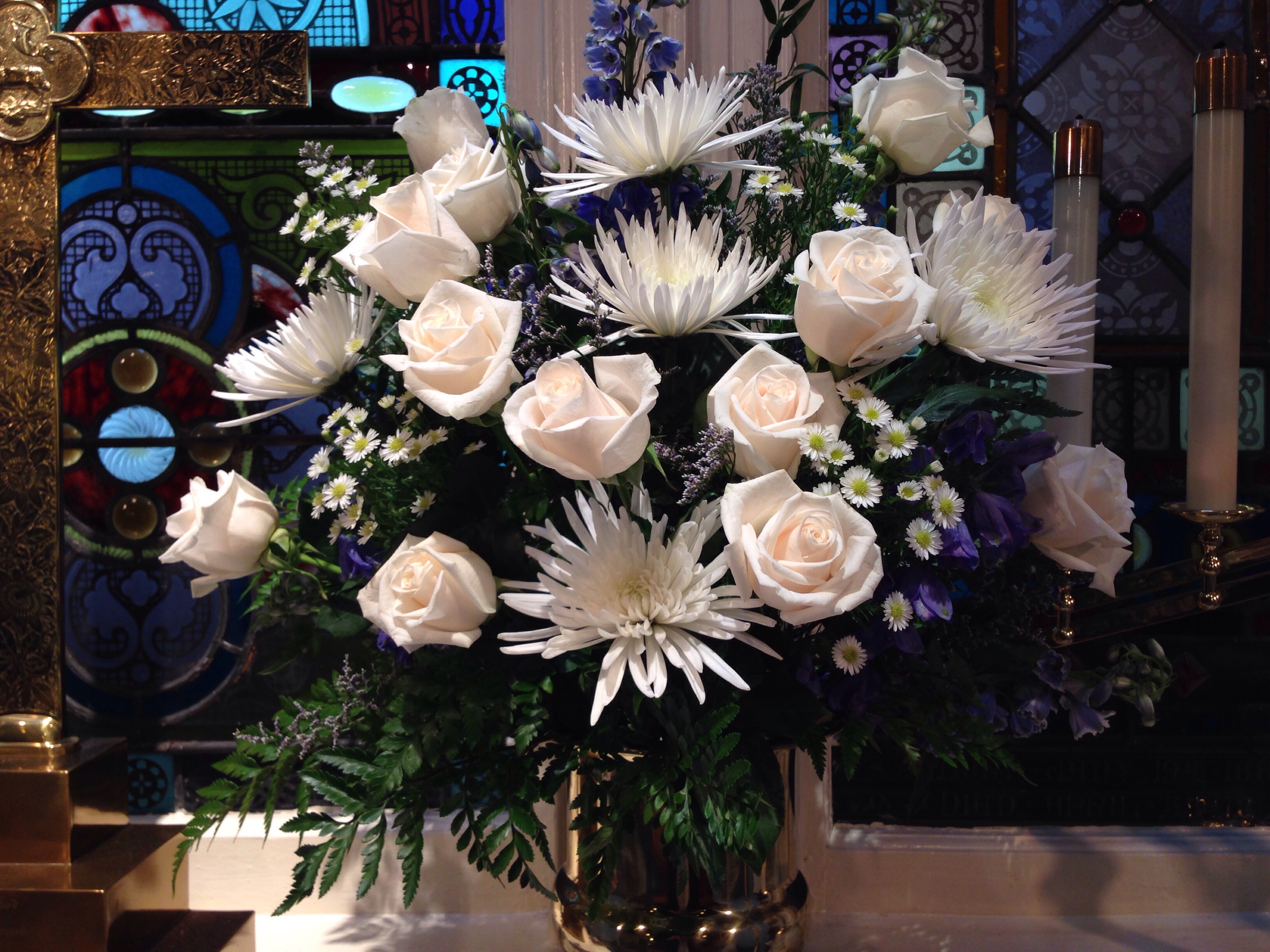 White altar flowers